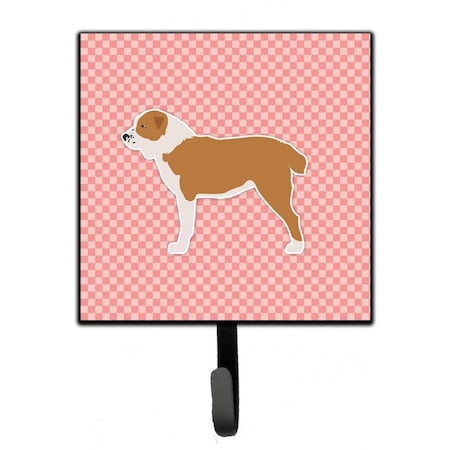 Carolines Treasures Central Asian Shepherd Dog Checkerboard Pink Leash or Key Holder BB3628SH4